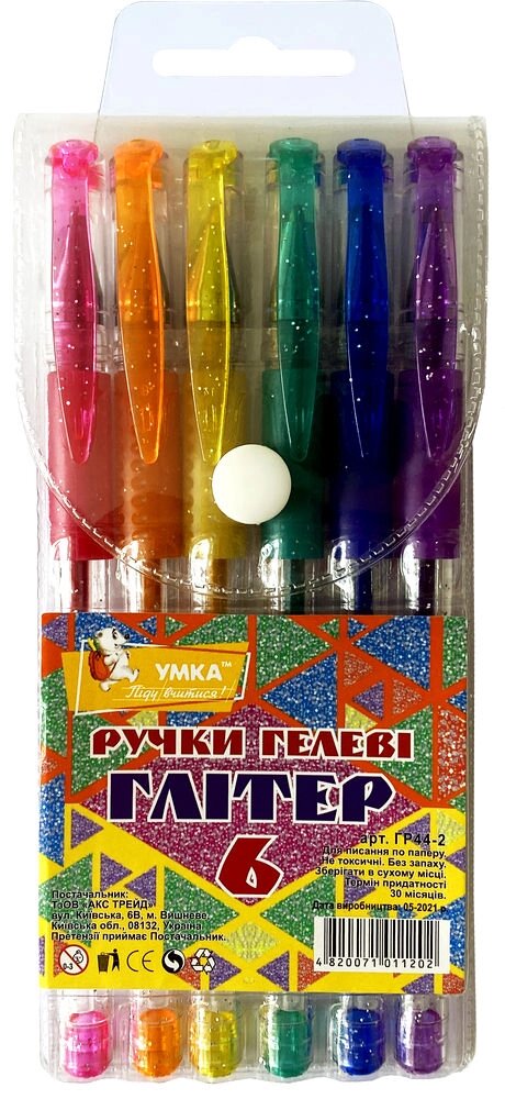 Набір гелевих ручок  6 кол Glitter Умка (12) від компанії Канц Плюс - фото 1