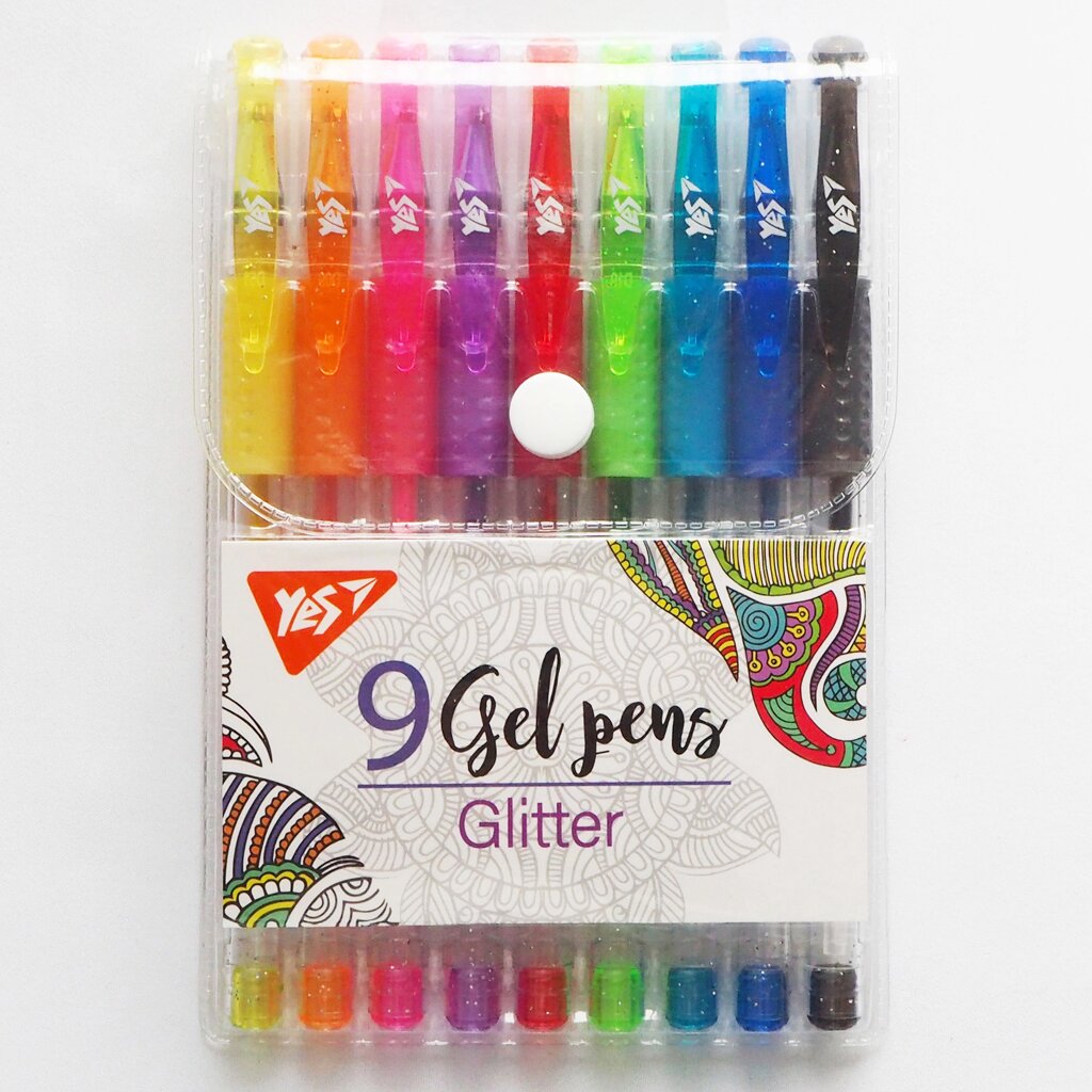 Набір гелевих ручок  9 кол Glitter YES від компанії Канц Плюс - фото 1