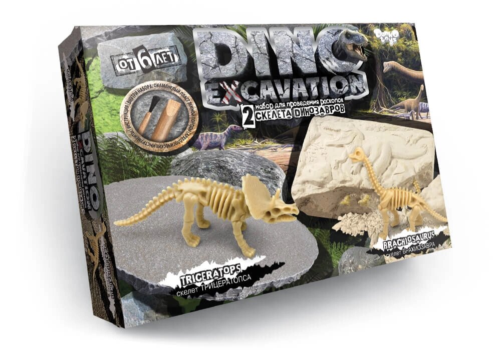 Набір розкопок Dino Excavation Динозаврики-5, укр. DankoToys (6) від компанії Канц Плюс - фото 1