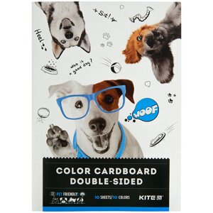Набір двостороннього кольорового картону А4 10 арк Dogs Kite
