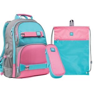 Набір рюкзак + пенал + сумка для взуття 702 рожево-блак Wonder Kite