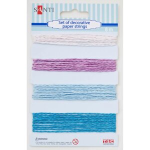 Набір шнурів паперових декор рожево-блакитний 4 кольори 8 м/уп Santi