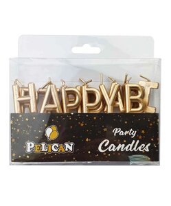 Набір свічок-букв для торта HAPPY birthday, золото, pelican (24)