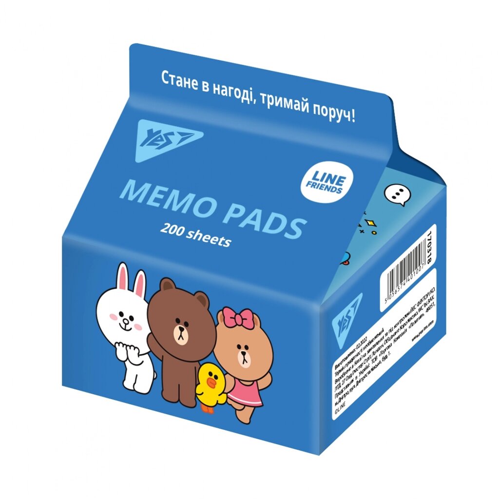 Папір для записів Tetra Pak Line Friends 200 арк., 7*7,5см Yes від компанії Канц Плюс - фото 1