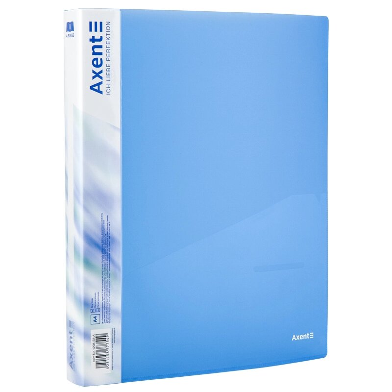 Папка А4 на 4-х кільцях 35 мм прозора синя Axent від компанії Канц Плюс - фото 1