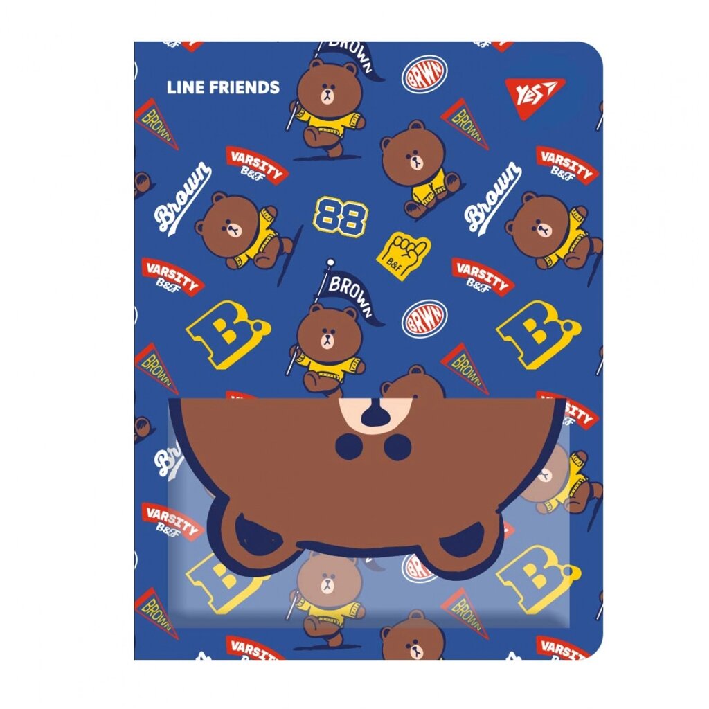 Папка А4 з 20 файлами Line Friends. Brown з фронтальною кишенею Yes від компанії Канц Плюс - фото 1