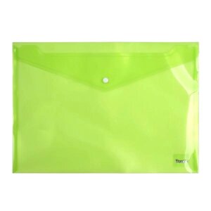 Папка-конверт А4 на кнопці зелена, прозора Axent