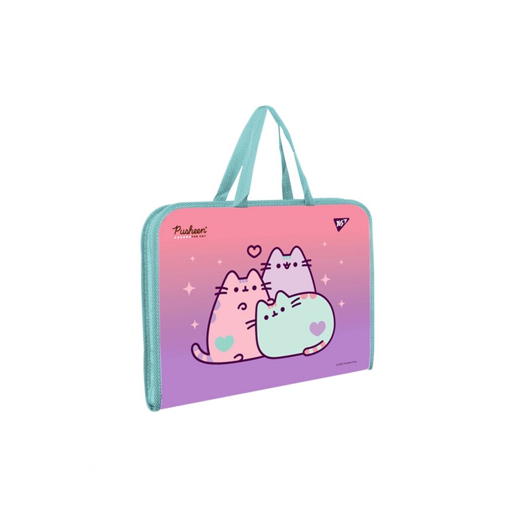 Папка-портфель А4 на блискавці з тканинними ручками ручками Pusheen Yes від компанії Канц Плюс - фото 1