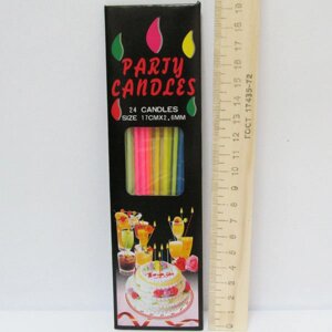 Набір свічок для торта Party Candles 24шт 17см*2,6 мм