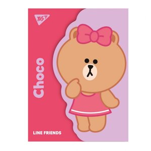 Папка-органайзер YES А4 з фігурним клапаном на липучці "Line Friends. Choco"