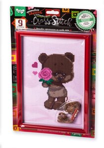 Вишивка хрестиком на канві Cross Stitch Ведмедик з трояндою, DankoToys (15)