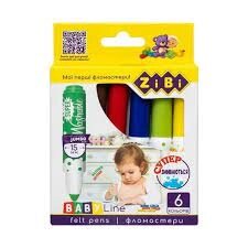 Фломастери 6 кольорів SUPERWASHABLE, SUPER JUMBO Zibi