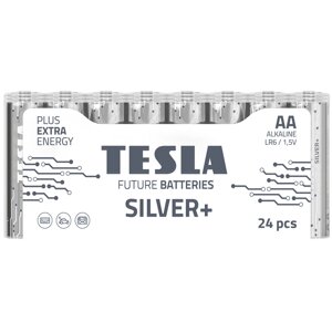 Батарейка R06 пальчик SILVER+ TESLA лужні за 24 шт