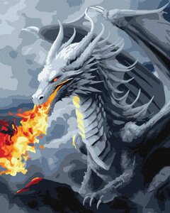 Картина за номерами на полотні в плівці 40*50см Вогнедишний дракон Ідейка