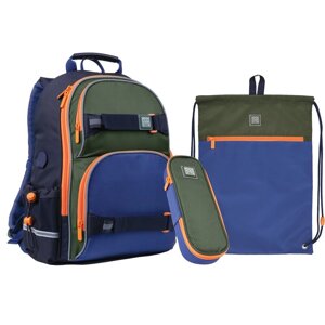 Набір рюкзак + пенал + сумка для взуття 702 синьо-зелений Wonder Kite
