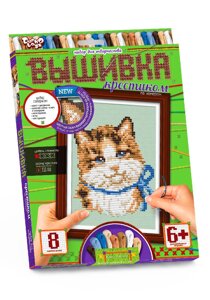 Вишивка хрестиком мал Котик з бантом, DankoToys (10)