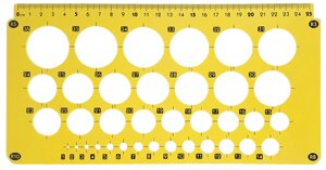 Лінійка-Трафарет Окружності d=1-36мм. 25см. біла Атлас