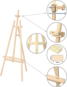 Мольберт стаціонарний Ліра дитяча сосна 57х60х120см, мак. висота полотна 87см ROSA Studio