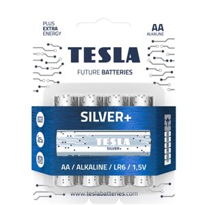 Батарейка R06 пальчик SILVER+ TESLA лужні за 4 шт (12)