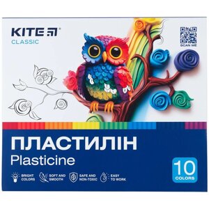 Пластилін 10 кольорів 200 г. Classic Kite