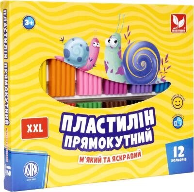 Пластилін 12 кольорів прямокутний Школярик (12) від компанії Канц Плюс - фото 1