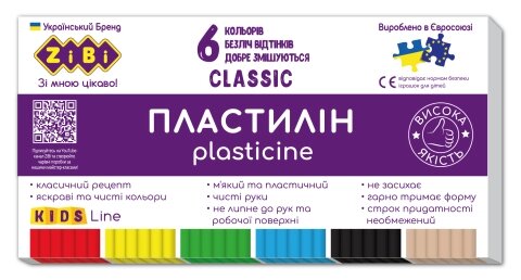 Пластилін  6 кольорів 120г CLASSIC KIDS Line Zibi від компанії Канц Плюс - фото 1