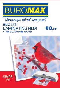 Плівка для ламінування 65x95мм 80мкм глянцева 100шт Buromax від компанії Канц Плюс - фото 1