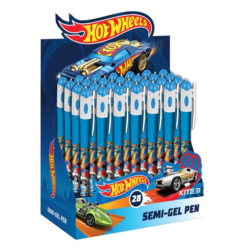 Ручка масляна Hot Wheels синя Kite (28) від компанії Канц Плюс - фото 1