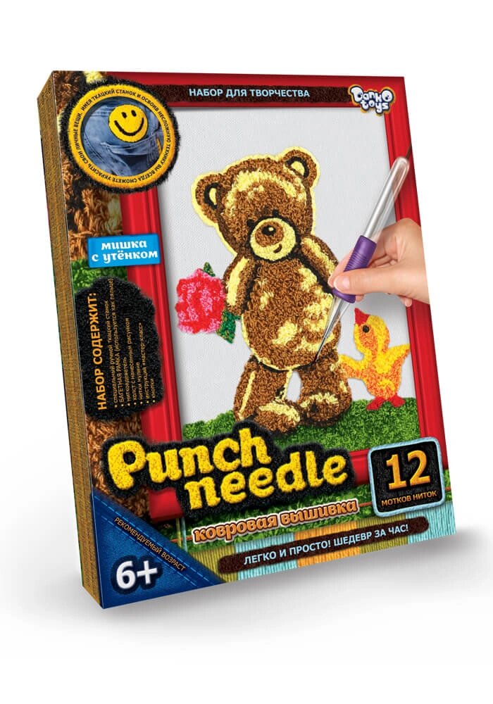 Вишивка коврова Punch needle Ведмежа і качка, DankoToys (10) від компанії Канц Плюс - фото 1