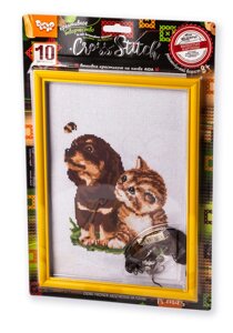 Вишивка хрестиком на канві Cross Stitch Песик та котик, DankoToys (15)