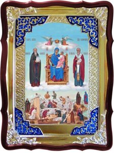 Ікона Богородиці, 80 см х 60 см (Фігурна, з емаллю) Економісса (Домостроітельніца)