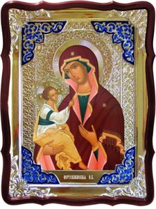 Ікона Богородиці, 80 см х 60 см (Фігурна, з емаллю) Єрусалімська