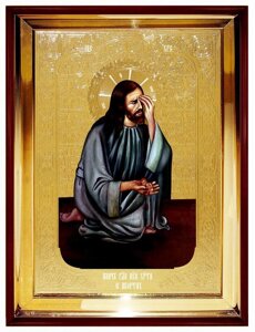 Ікона Плачу Ісуса про аборти, 56 см х 48 см, пряма рама, фон золото