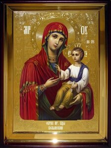 Ікона Пр. Богородиці Волинська, 56 см х 48 см, пряма рама, фон золото