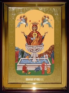 Ікона Пр. Богородиці Живоносного Джерело, 56 см х 48 см, пряма рама, фон золото