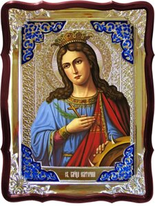Ікона Св. Катерини, 80 см х 60 см, Фігурна рама, емаль