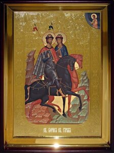 Ікона Свв. Бориса и Гліба, 56 см х 48 см, пряма рама