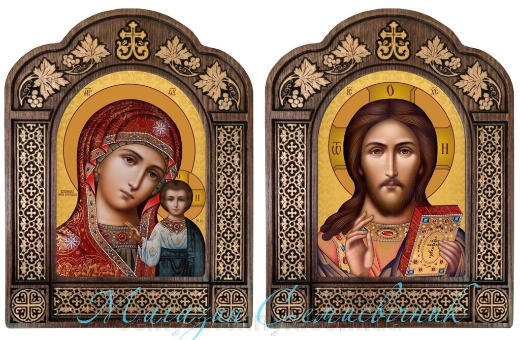 Ікони вінчальні (Спаситель та Казанська Богородиця) 22 см х 28 см - переваги