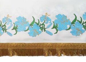 Скатертина з вишивкою на габардині № 6389, біла