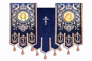 Хоругви з птахами № 1152 (135 см х 60 см) сині