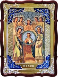 Ікона Собор Архангела Михаїла 56 см х 48 см, фігурна рама, емаль