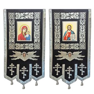 Хоругви № 1209 (120 см х 60 см), чорні зі сріблом