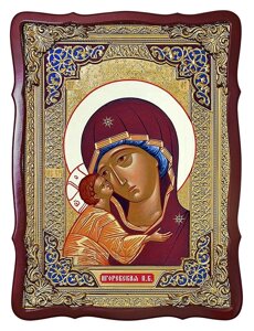 Ікона Богородиці, 56 см х 48 см (фігурна, з емаллю) Ігорівська