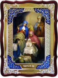 Ікона Богородиці, 56 см х 48 см (фігурна, з емаллю) Різдво Пресвятої Богородиці 1
