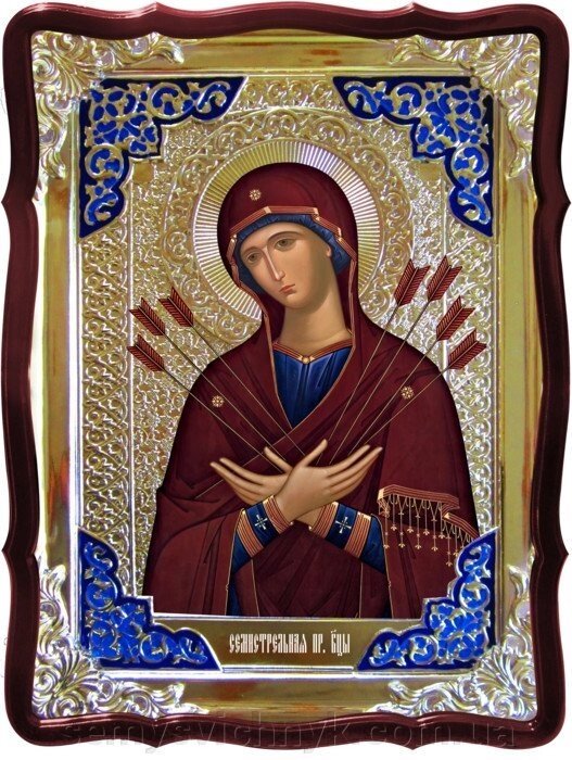 Ікона Богородиці, 80 см х 60 см (Фігурна, з емаллю) Семістрільна - характеристики