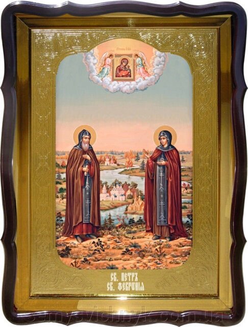 Ікона Свв. Петра і Февронії, 80 см х 60 см, фігурна рама - опис