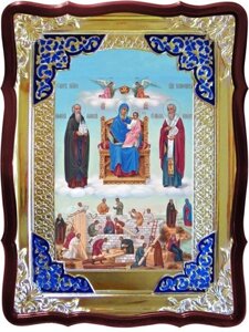 Ікона Богородиці, 56 см х 48 см (фігурна, з емаллю) Економісса (Домостроітельніца)