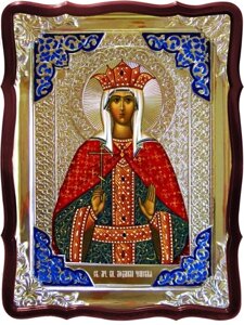 Ікона Св. Людмили Чеської (пояснив), 56 см х 48 см, фігурна рама, емаль