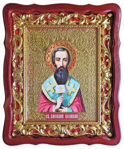 Ікона Святителя Василія Великого, 80 см х 60 см, фігурна рама, червоні поля