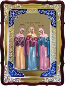 Ікона Свв. Мінодорі, Митродор, Німфодорі, 56 см х 48 см, фігурна рама, емаль